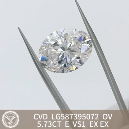 MissDiamond CVD  LG587395072 Oval Cut 5.73CT E VS1 EX EX Lab Grown Diamond