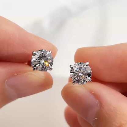 MissDiamond Round Shape Lab Grown Diamond 1CT D VVS1 18K White Gold Studs Earrings MSE-329-09