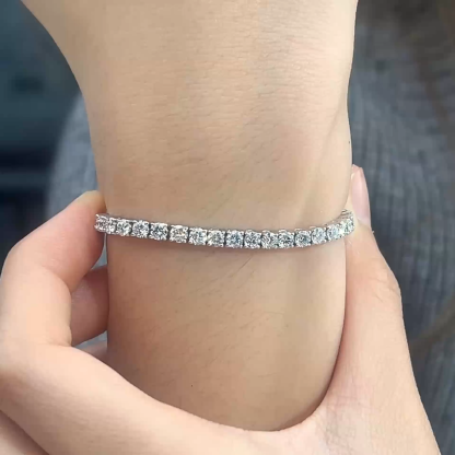 MissDiamond Round Lab Grown Diamond D VVS-VS 18K Yellow Gold Rose 2.7mm Tennis Bracelet MSB-549