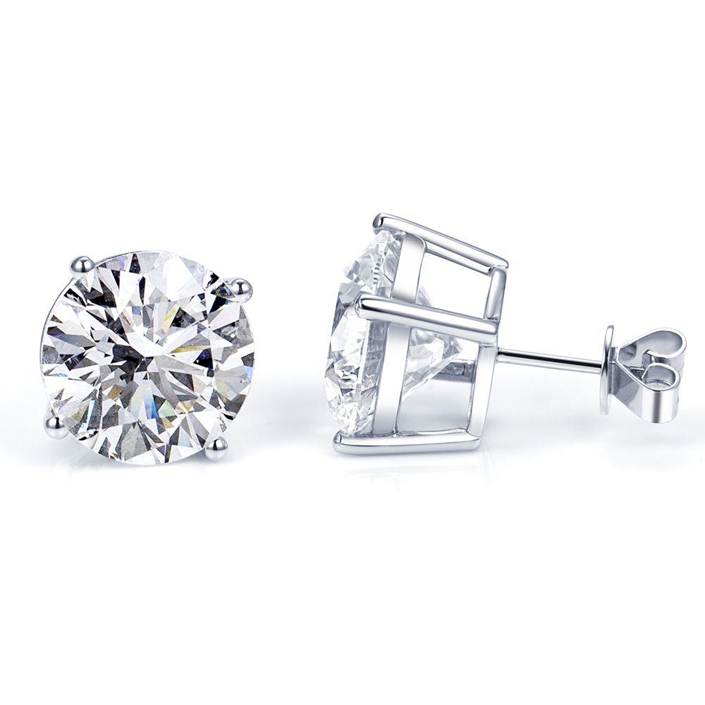 MissDiamond Round Cut Lab Grown Diamond 8CT E VVS2/VS1 Platinum Studs Earrings MSE-329
