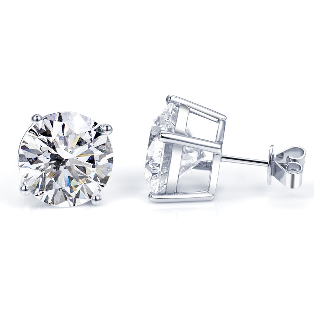 MissDiamond Round Cut Lab Grown Diamond 8CT E VVS2/VS1 Platinum Studs Earrings MSE-329