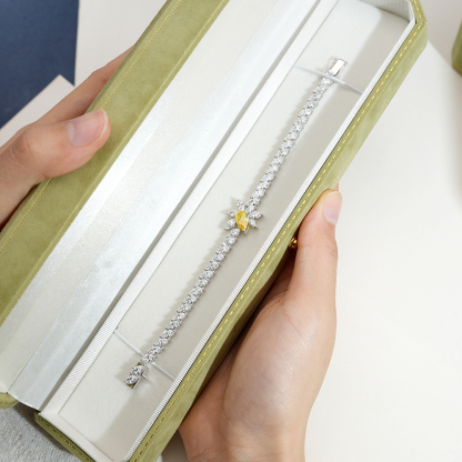 MissDiamond Pear Cut Lab Grown Diamond 1.2CT 18K White Gold Tennis Bracelet MSB-656