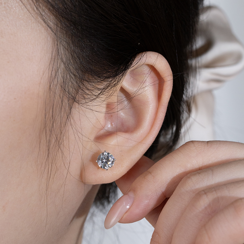 MissDiamond Round Cut Lab Grown Diamond 1CT 9K White Studs MSR-880