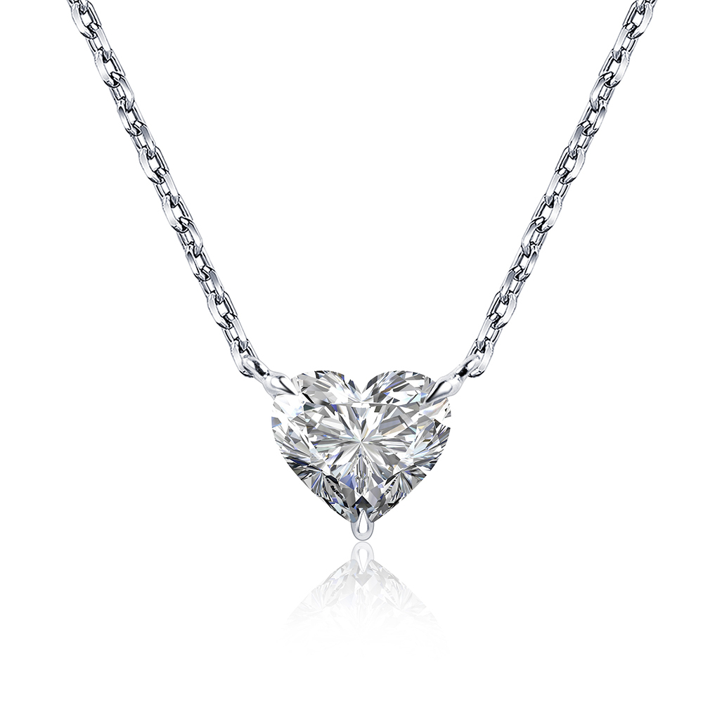 MissDiamond Heart Cut Lab Grown Diamond 1CT 9K White Gold Pendant Necklace MSN-621