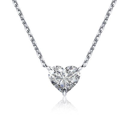 MissDiamond Heart Cut Lab Grown Diamond 1CT 9K White Gold Pendant Necklace MSN-621