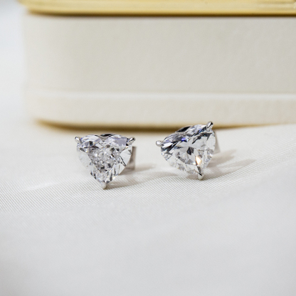 MissDiamond Heart Cut Lab Grown Diamond 1CT 9K White Studs MSE-819