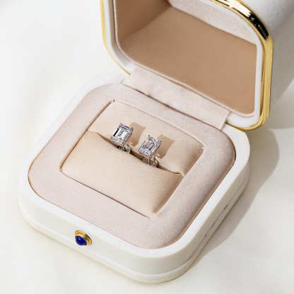 MissDiamond Emerald Cut Lab Grown Diamond 1CT 9K White Studs MSE-368