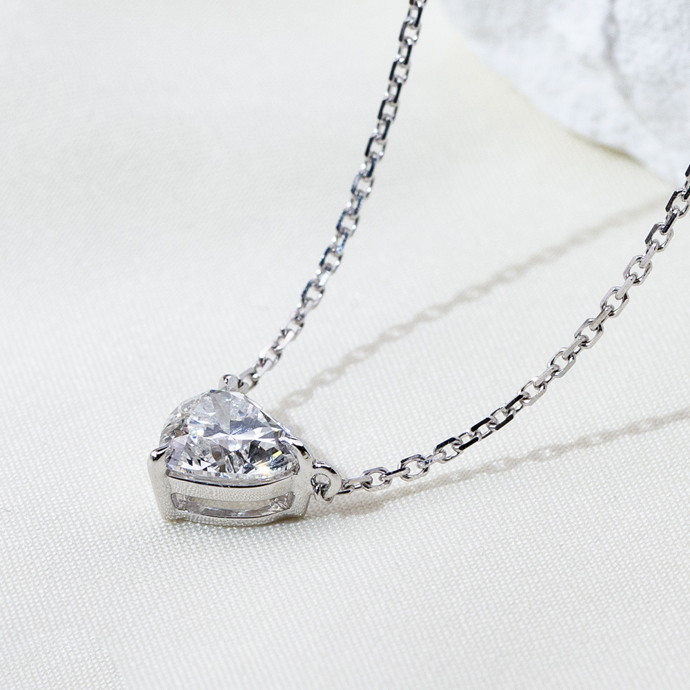 MissDiamond Heart Cut Lab Grown Diamond 1CT 9K White Gold Pendant Necklace MSN-621