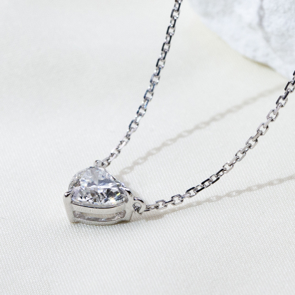 MissDiamond Heart Cut Lab Grown Diamond 1CT 9K White Gold Pendant Necklace MSN-621