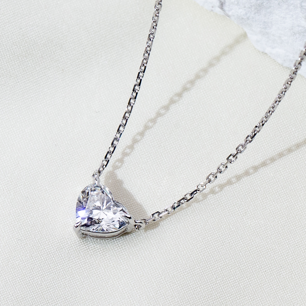 MissDiamond Heart Cut Lab Grown Diamond 1CT 9K White Gold Pendant Necklace MSN-621