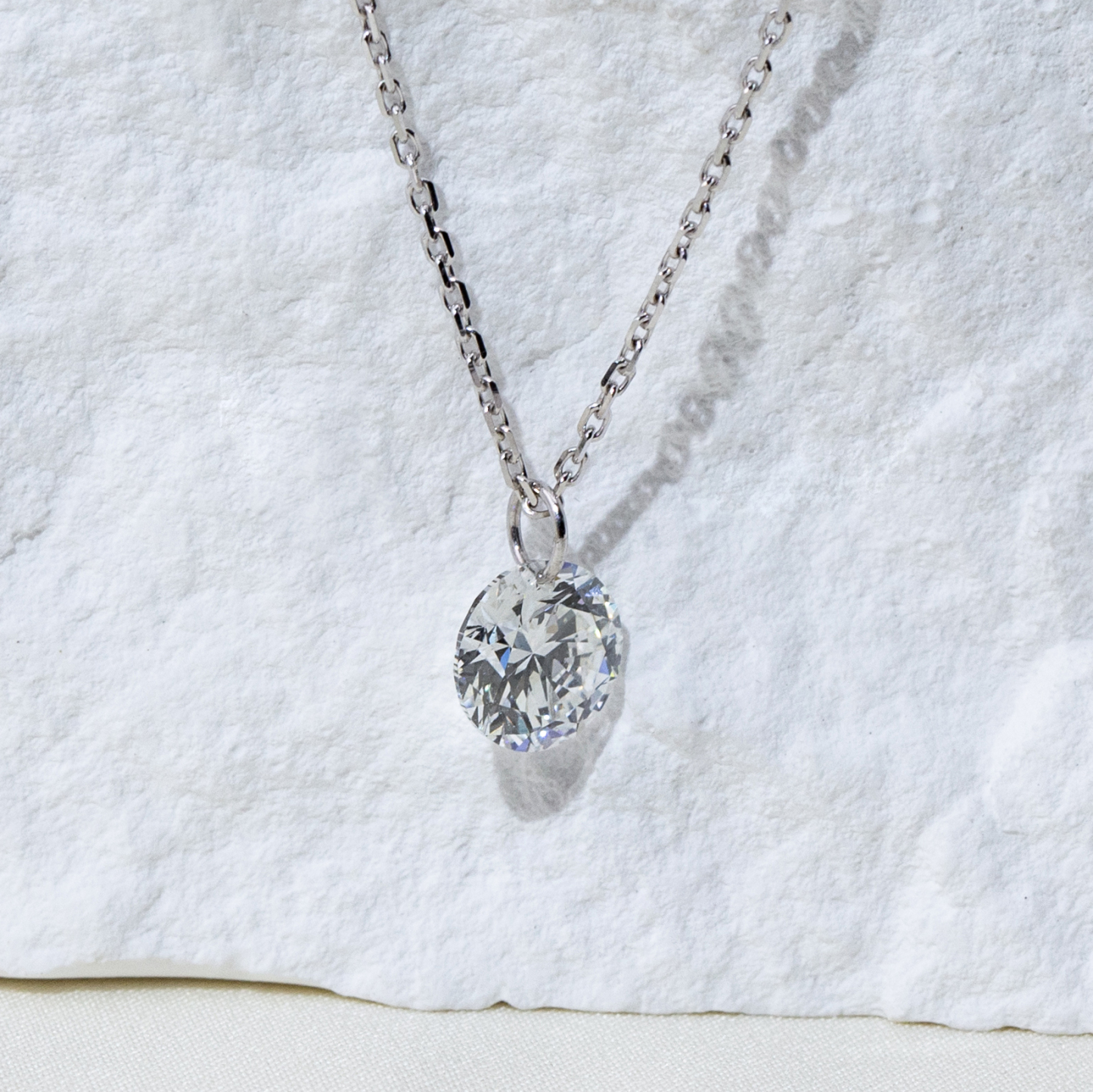 MissDiamond Round Cut Lab Grown Diamond 1CT 9K White Gold Pendant Necklace MSN-957