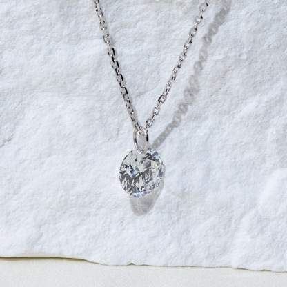 MissDiamond Round Cut Lab Grown Diamond 1CT 9K White Gold Pendant Necklace MSN-957