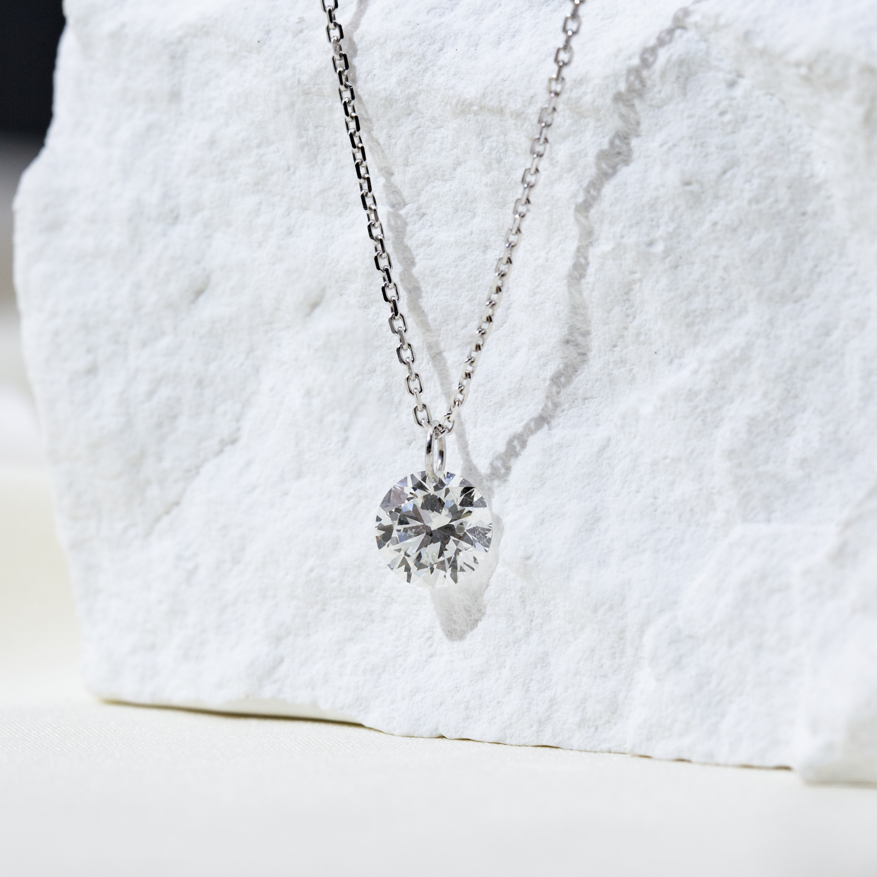 MissDiamond Round Cut Lab Grown Diamond 1CT 9K White Gold Pendant Necklace MSN-957