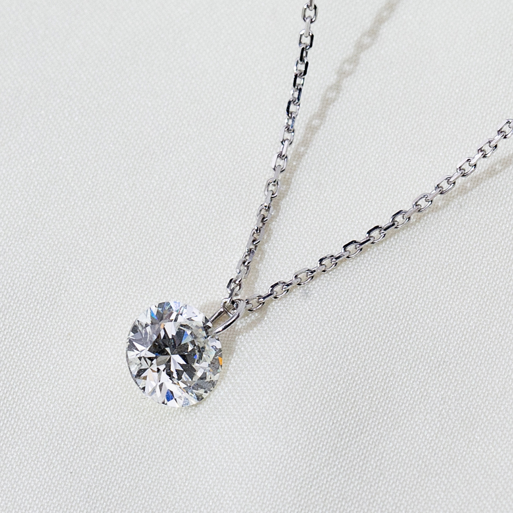 MissDiamond Round Cut Lab Grown Diamond 1CT 9K White Gold Pendant Necklace MSN-957