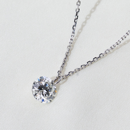 MissDiamond Round Cut Lab Grown Diamond 1CT 9K White Gold Pendant Necklace MSN-957