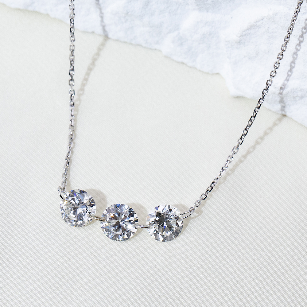 MissDiamond Round Cut Lab Grown Diamond 1CT 9K White Gold Pendant Necklace MSN-958