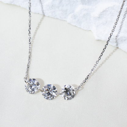 MissDiamond Round Cut Lab Grown Diamond 1CT 9K White Gold Pendant Necklace MSN-958