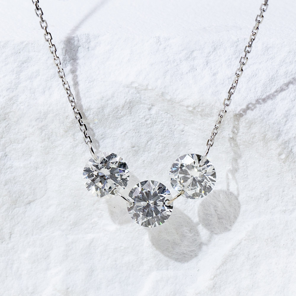 MissDiamond Round Cut Lab Grown Diamond 1CT 9K White Gold Pendant Necklace MSN-958