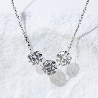 MissDiamond Round Cut Lab Grown Diamond 1CT 9K White Gold Pendant Necklace MSN-958