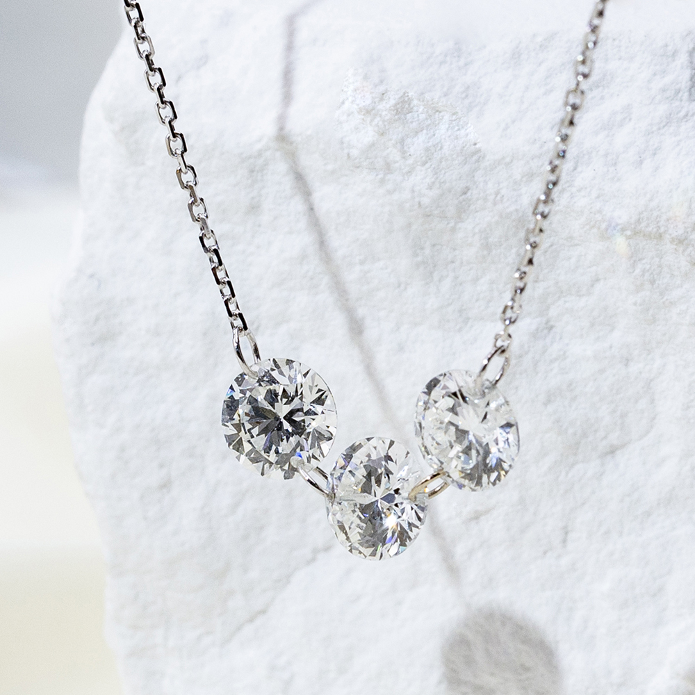 MissDiamond Round Cut Lab Grown Diamond 1CT 9K White Gold Pendant Necklace MSN-958