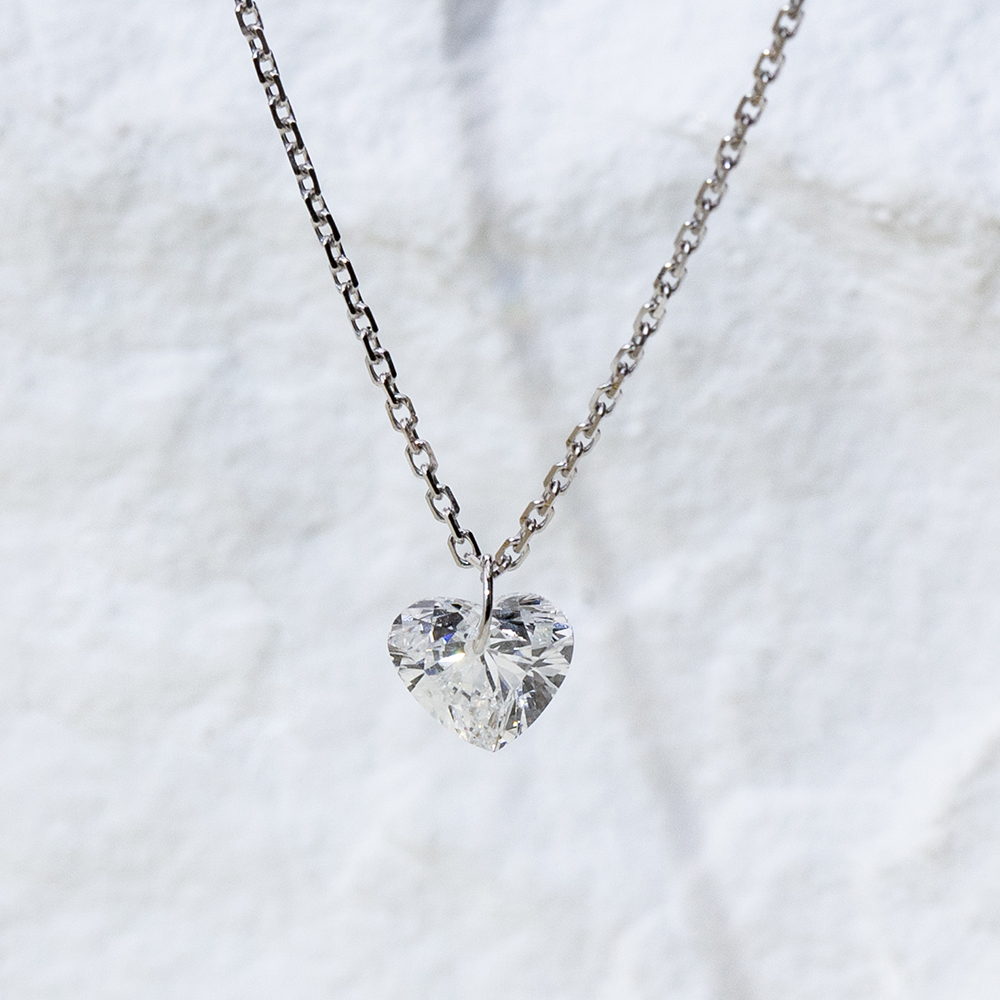 MissDiamond Heart Cut Lab Grown Diamond 1CT 9K White Gold Pendant Necklace MSN-956