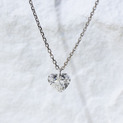 MissDiamond Heart Cut Lab Grown Diamond 1CT 9K White Gold Pendant Necklace MSN-956