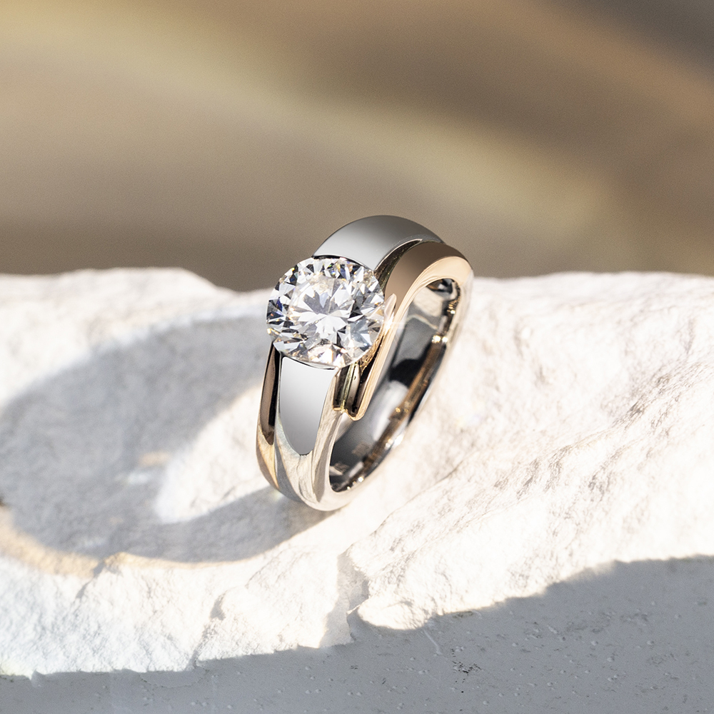 Round Cut Lab Grown Diamond 3.06CT Solitaire E VVS1 18K White Gold Ring MSR-1676