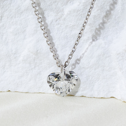 MissDiamond Heart Cut Lab Grown Diamond 1CT 9K White Gold Pendant Necklace MSN-956