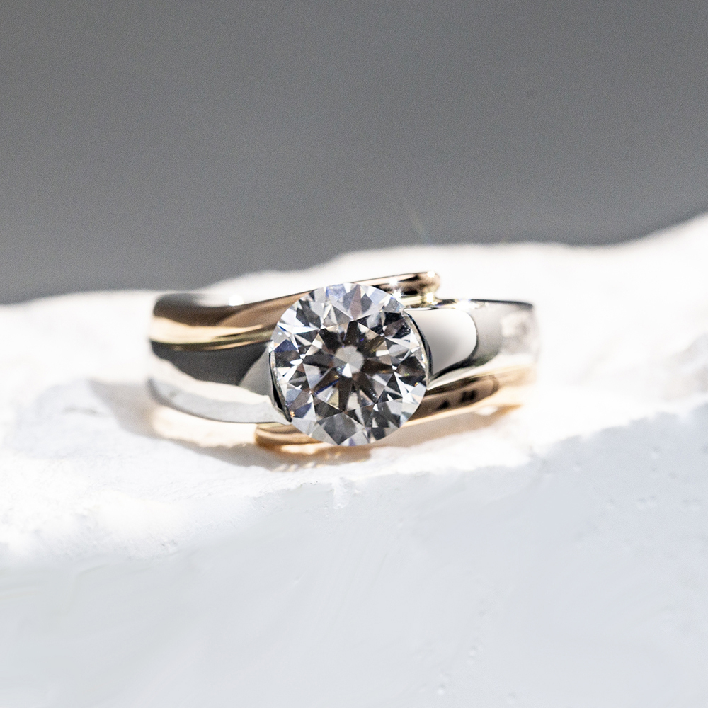 Round Cut Lab Grown Diamond 3.06CT Solitaire E VVS1 18K White Gold Ring MSR-1676
