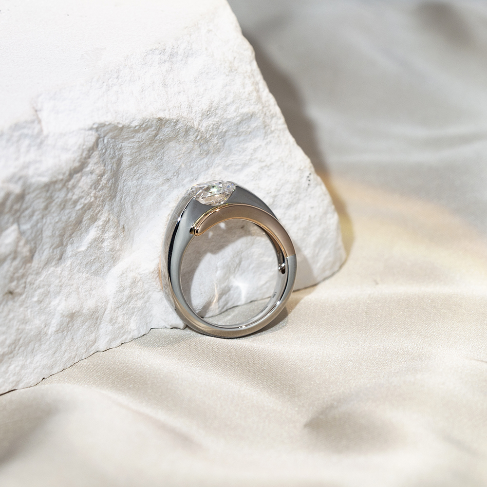 Round Cut Lab Grown Diamond 3.06CT Solitaire E VVS1 18K White Gold Ring MSR-1676