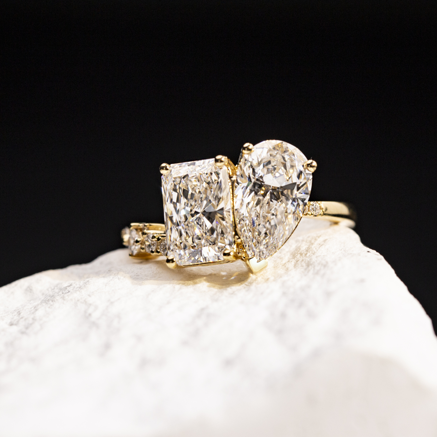 Radiant Cut Lab Grown Diamond 2CT F VS1 Two Stones 18K White Gold Ring MSR-1409
