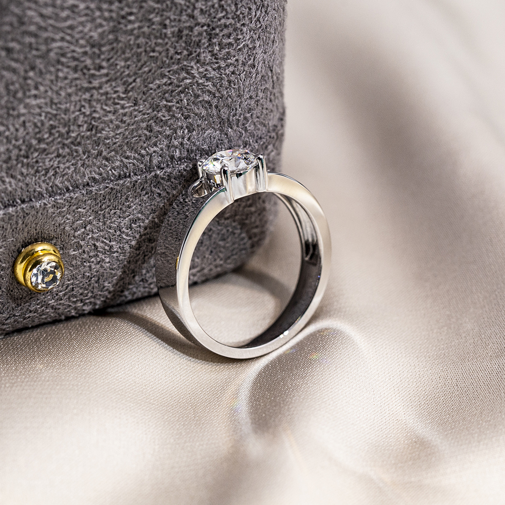 Round Cut Lab Grown Diamond 1CT Solitaire D VS1 18K White Gold Ring MSR-1678