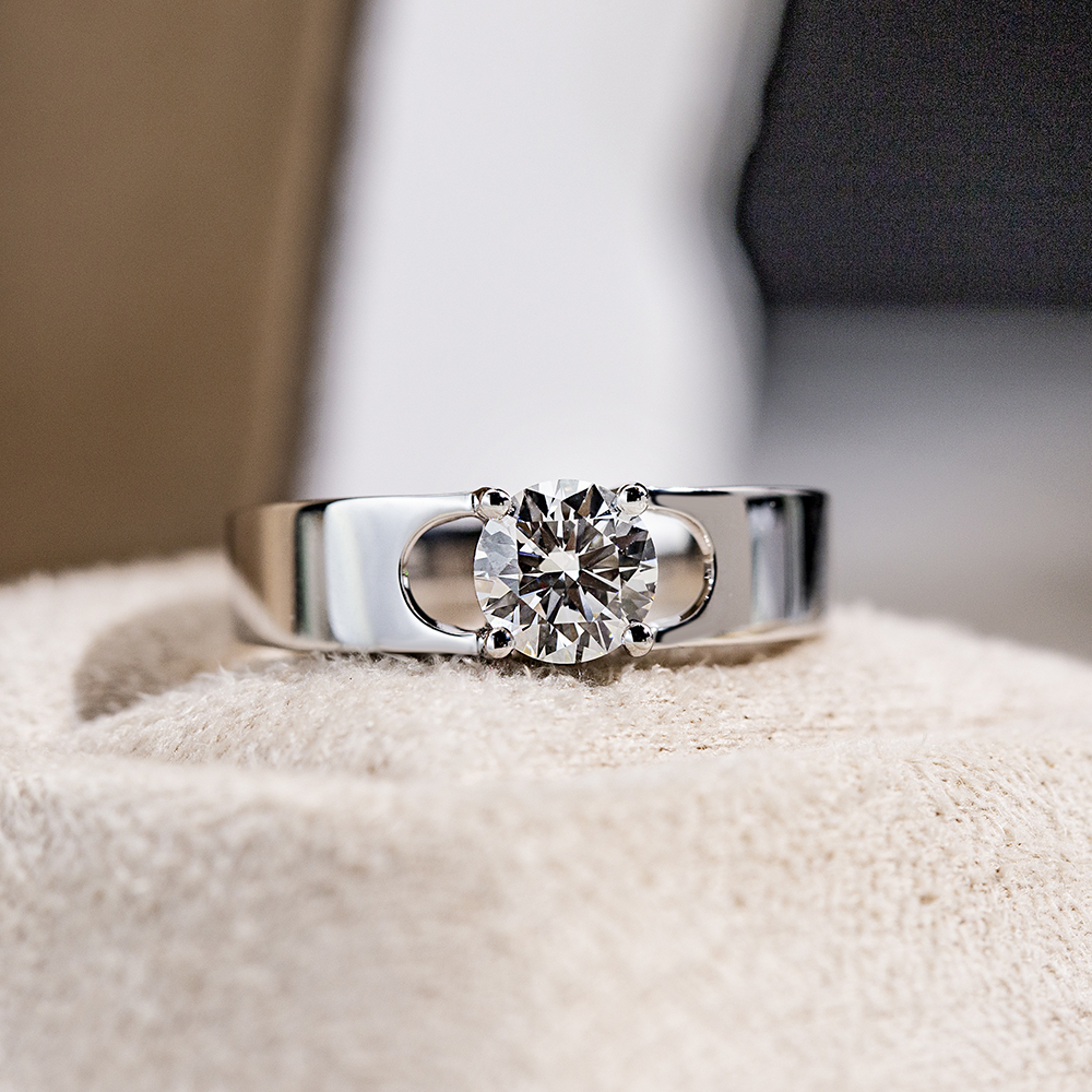 Round Cut Lab Grown Diamond 1CT Solitaire D VS1 18K White Gold Ring MSR-1678