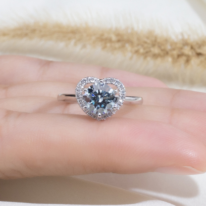 MissDiamond Round Cut Lab Grown Diamond 1.14CT B VS1 Platinum Halo Ring MSR-1107