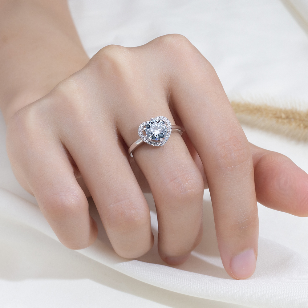 MissDiamond Round Cut Lab Grown Diamond 1.14CT B VS1 Platinum Halo Ring MSR-1107