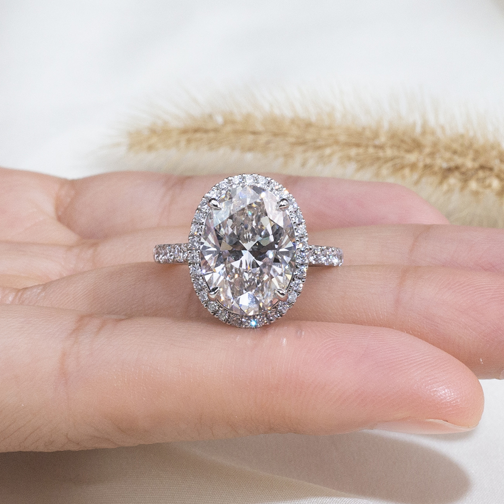 MissDiamond Lab Grown Diamond 6.04CT D G VS1 VVS2 Platinum Halo Ring MSR-828