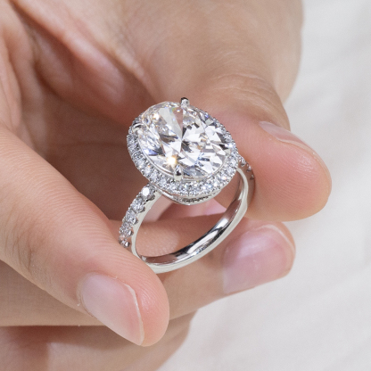 MissDiamond Lab Grown Diamond 6.04CT D G VS1 VVS2 Platinum Halo Ring MSR-828