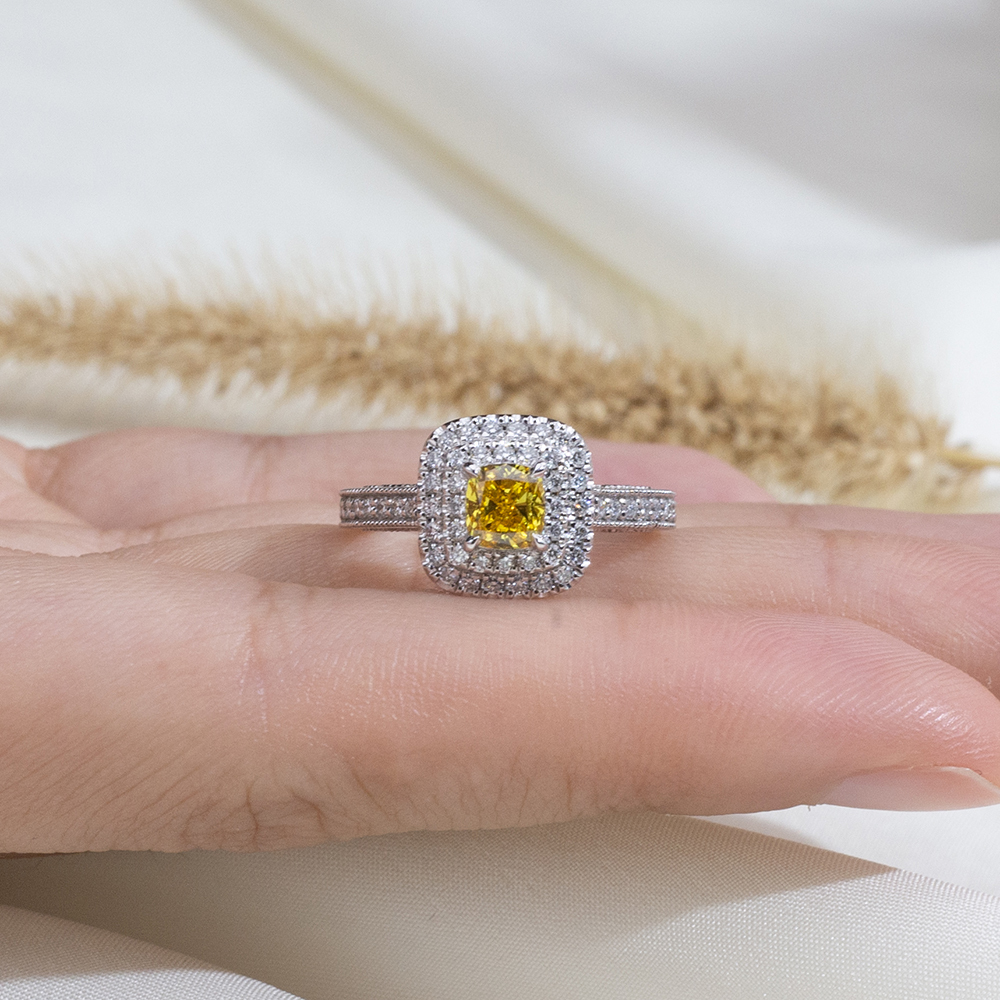 MissDiamond Lab Grown Diamond 0.605CT  VS2 Platinum Halo Ring MSR-1428