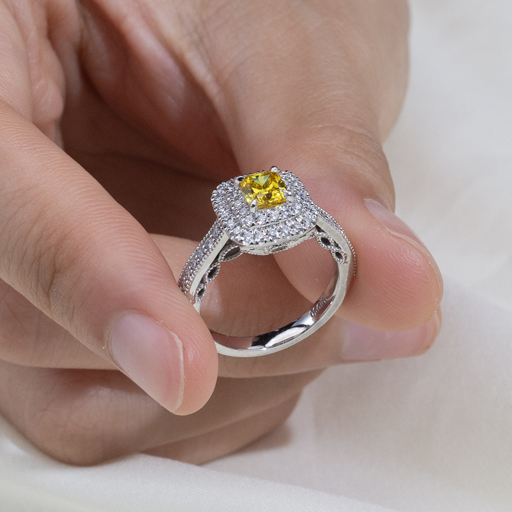 MissDiamond Lab Grown Diamond 0.605CT  VS2 Platinum Halo Ring MSR-1428