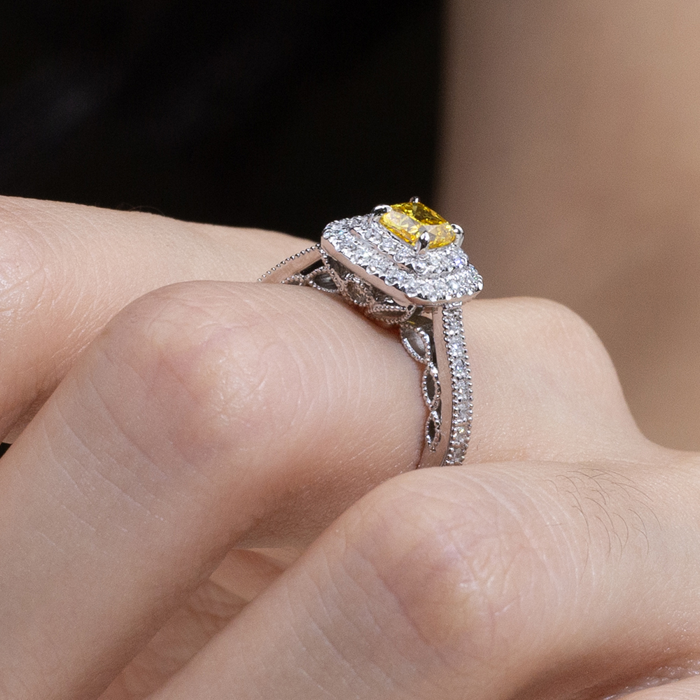 MissDiamond Lab Grown Diamond 0.605CT  VS2 Platinum Halo Ring MSR-1428