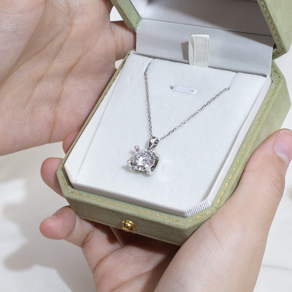 MissDiamond Round Cut Lab Grown Diamond 1.5CT D VS2 Platinum Pendant Necklace MSN-773