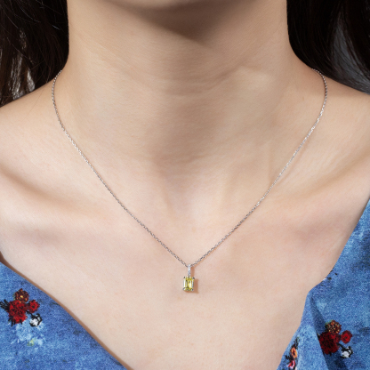 MissDiamond Emerald Cut Lab Grown Diamond 1.04CT FY SI1 Platinum Pendant Necklace MSN-714