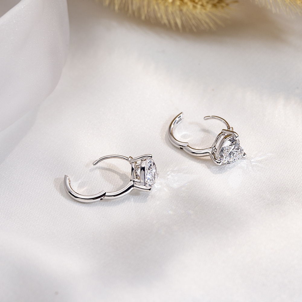 Lab Grown Diamond Heart Shape 18K White Gold Earrings MSE-778