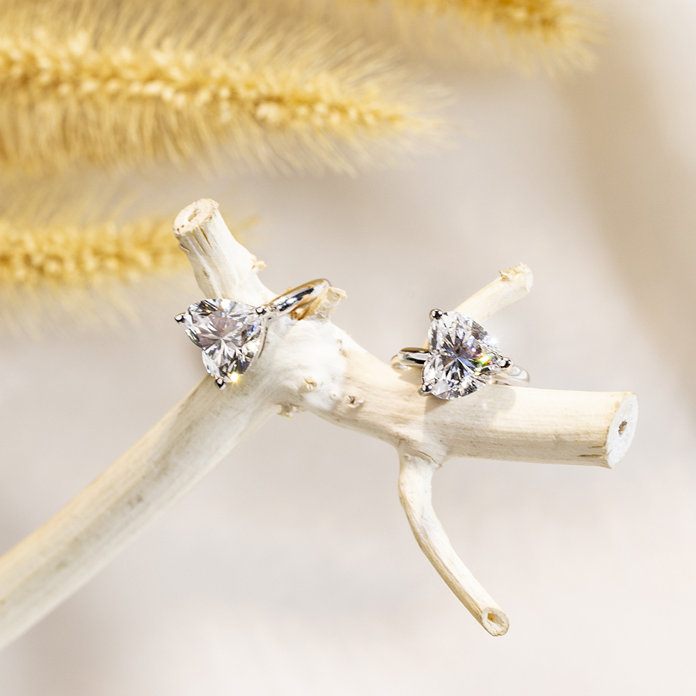 Lab Grown Diamond Heart Shape 18K White Gold Earrings MSE-778