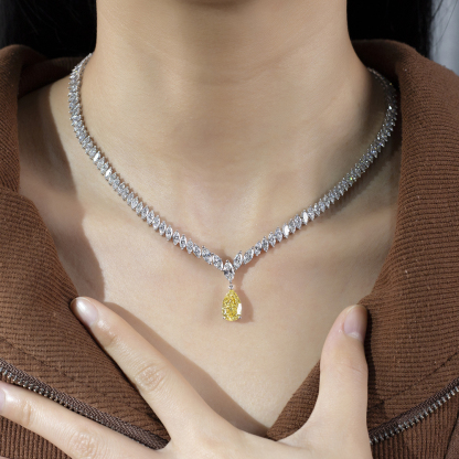 MissDiamond Pear Cut Lab Grown Diamond 3.02CT 18K White Gold Pendant Necklace MSN-886