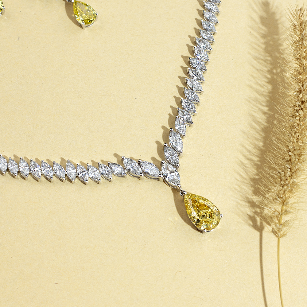 MissDiamond Pear Cut Lab Grown Diamond 3.02CT 18K White Gold Pendant Necklace MSN-886