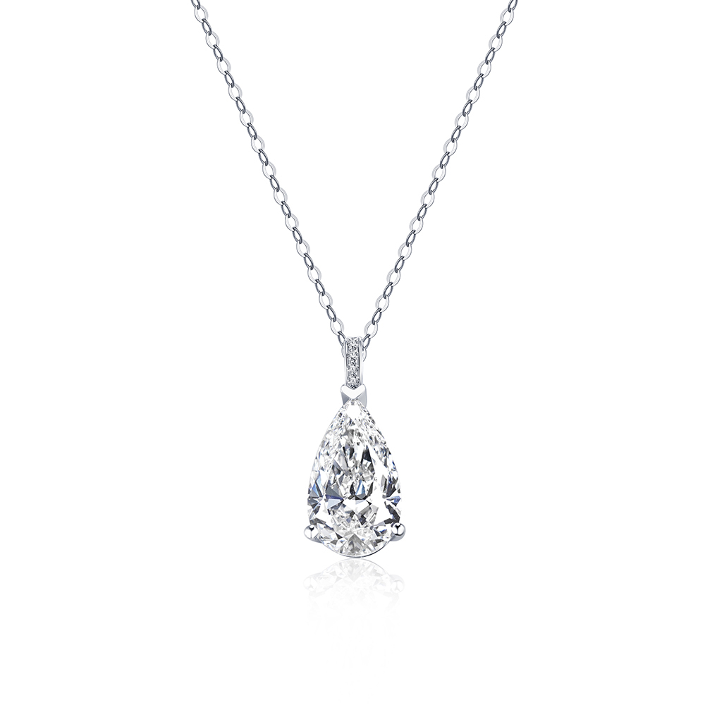 Pear Shape Lab Grown Diamond F VVS1 3.33CT 18K White Gold Pendant Necklace MSN-847