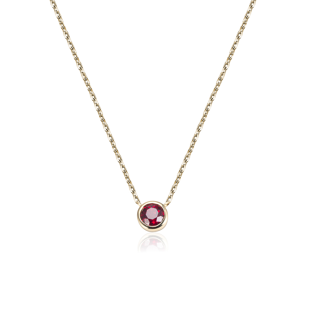 Round Shape Lab Ruby S925 Silver Necklace MSN-848