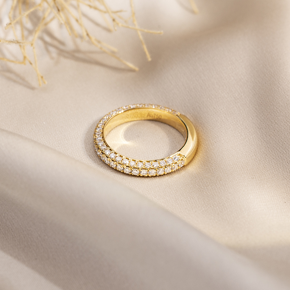 Round Cut Lab Grown Diamond Eternity D VVS 18K Yellow Gold Ring MSR-1685