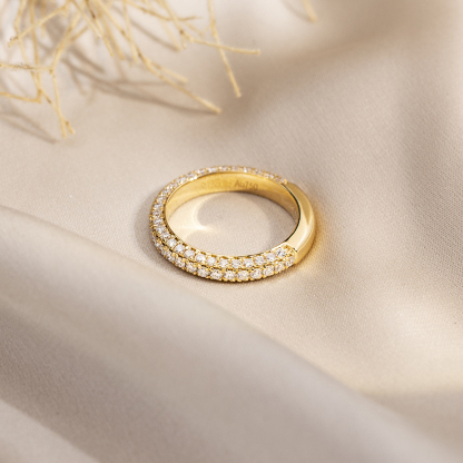 Round Cut Lab Grown Diamond Eternity D VVS 18K Yellow Gold Ring MSR-1685